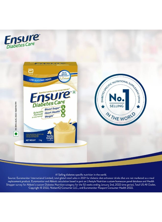 انشور رعاية مرضى السكري - تغذية للمساعدة في التحكم بمستويات السكر في الدم - 1 كجم (بنكهة الفانيليا) (عبوة من قطعتين) - Image 2